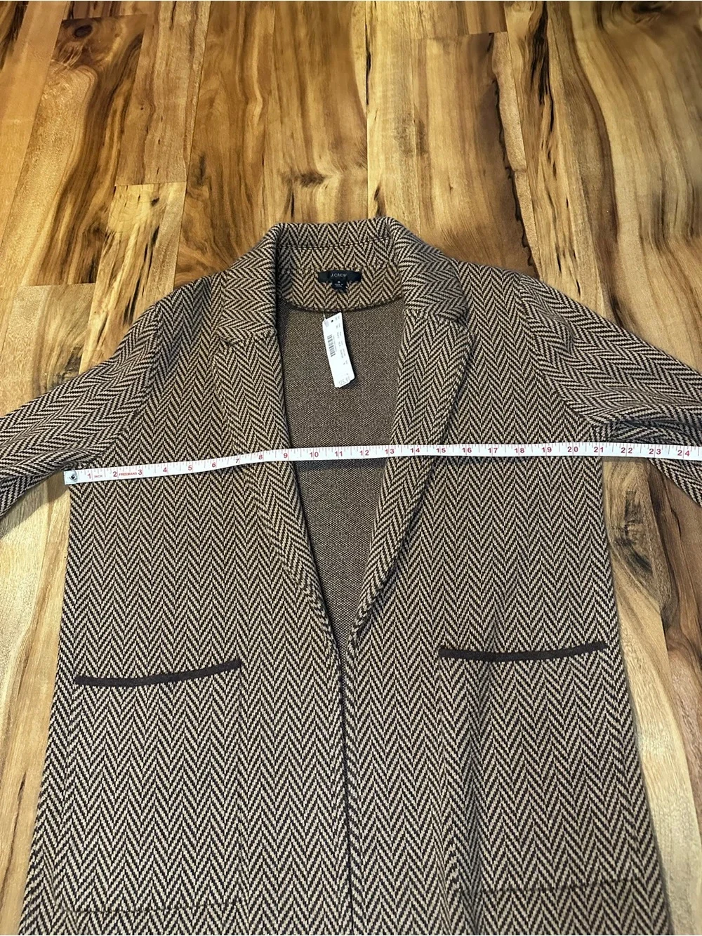 J.Crew Herringbone Sweater Blazer Cardigan Women’s Small Brown Merino Wool NWT